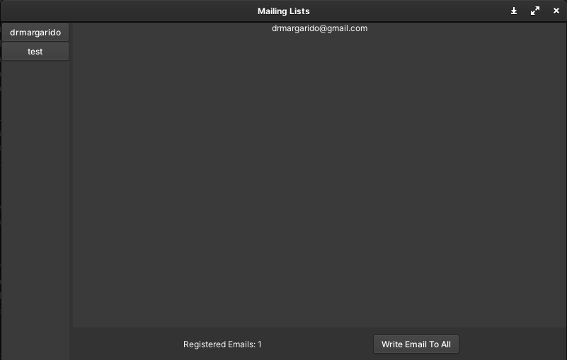 Desktop GUI Registered Emails